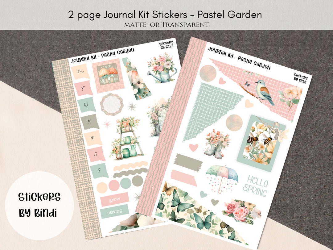 Pastel Garden Spring Journal Kit Stickers 2 Pg Kit Stickers Bujo Weekly ...