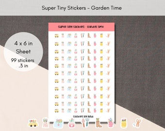 Garden Tiny Stickers | Cute floral Planner Stickers | Teeny Assorted Stickers | Spring Micro Bullet Point | Embellishment Journal stickers