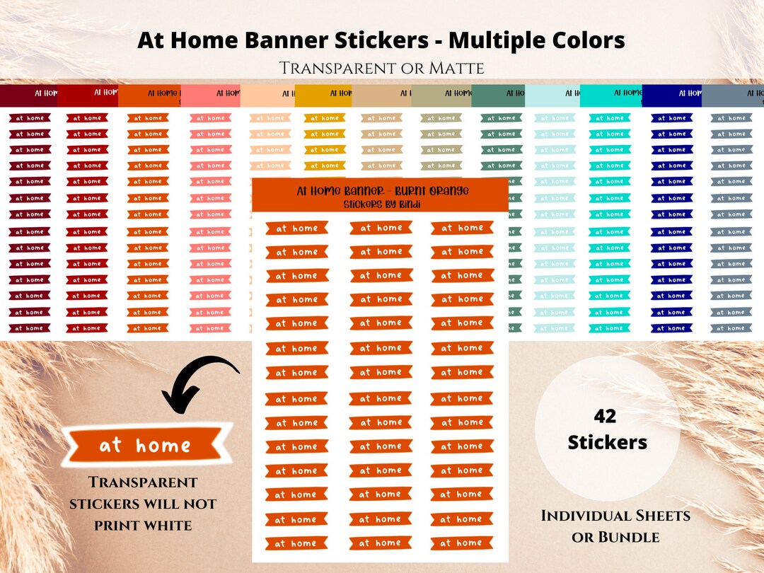 Small at Home Banner Stickers Multiple Colors at Home Planner Sticker ...
