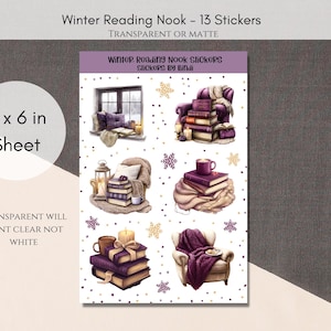 Winter Reading Nook Stickers | Winter Planner Stickers | Purple Deco Stickers | Cute Book Journal Stickers | Cozy Stickers