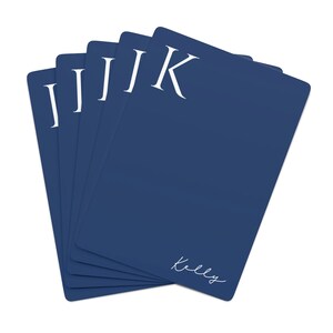 Marineblaue und weiße Spielkarten mit individuellem Namen | Initial Spielkarten | Personalisiertes Deck | Monogramm Karten | Süßes Muttertagsgeschenk