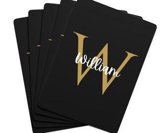Black and Gold Custom Name Playing Cards | Initial Playing Cards | Personalized Cards | Monogram Cards | Christmas Gift | Birthday Gift
