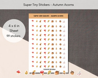 Autumn Acorns Tiny Stickers | Fall Planner Stickers | Teeny Assorted Stickers | Autumn Micro Bullet Point | Embellishment Journal stickers