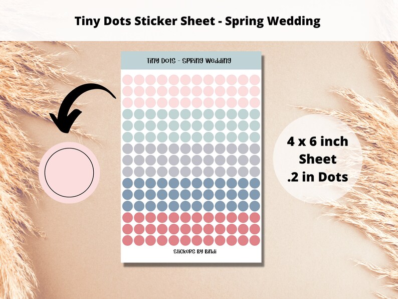 Tiny Dots Sticker Sheet - Spring Wedding | Teeny Circle Stickers | .2 ...