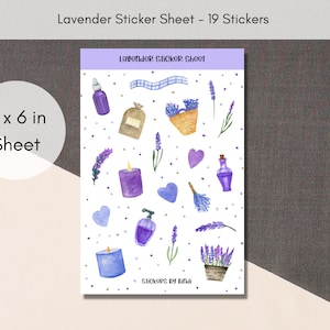 Lavender Sticker Sheet | Floral Planner Stickers | Purple Assorted Stickers | Watercolor Journal Stickers | Variety Deco Stickers