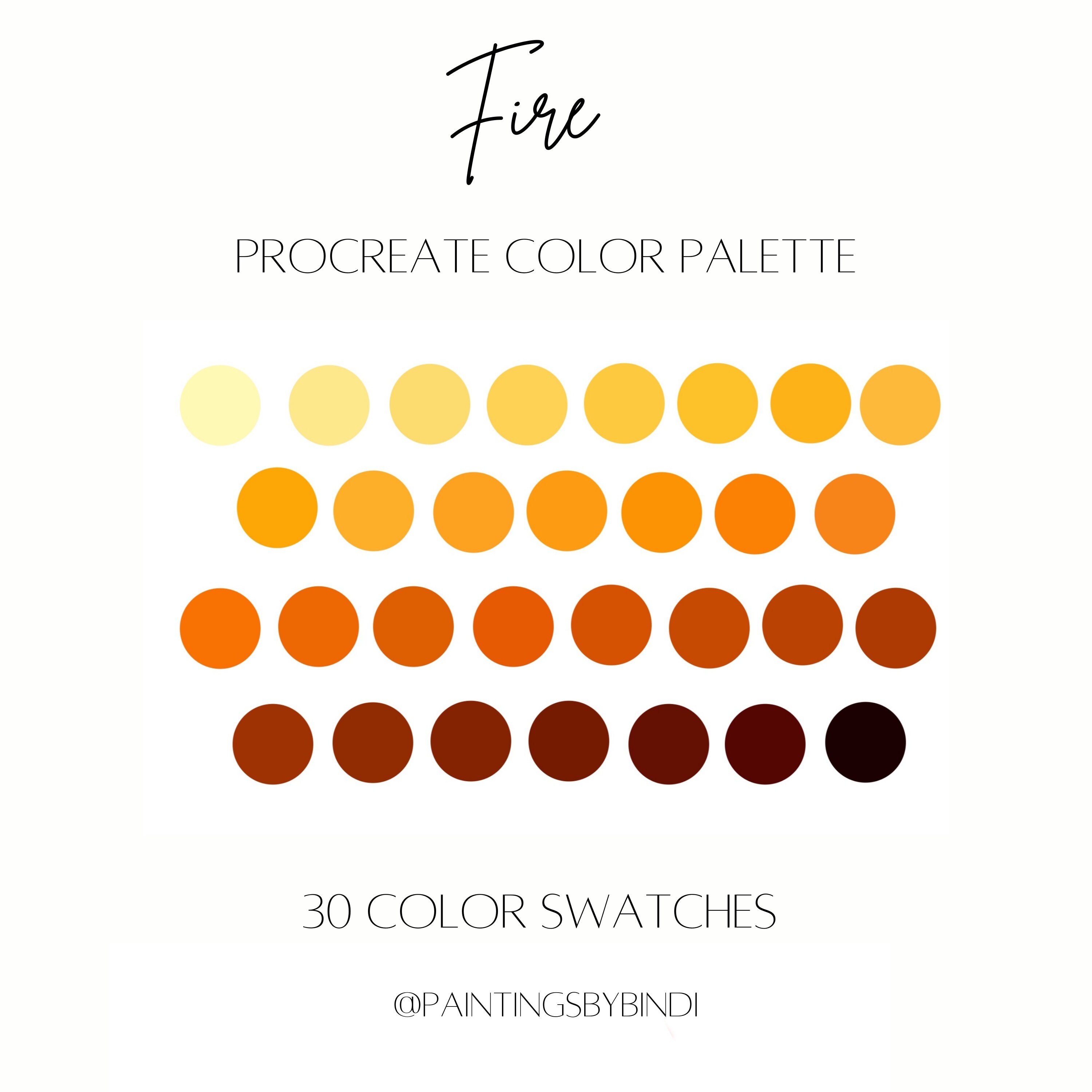 Fire Procreate Color Palette 30 Color Swatches iPad Illustration