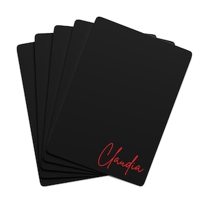Cartes à jouer monogrammes personnalisées en noir et rouge | Nom Cartes à jouer | Cartes personnalisées | Jeu de cartes pour adultes | Cadeaux de Noël | Jeux