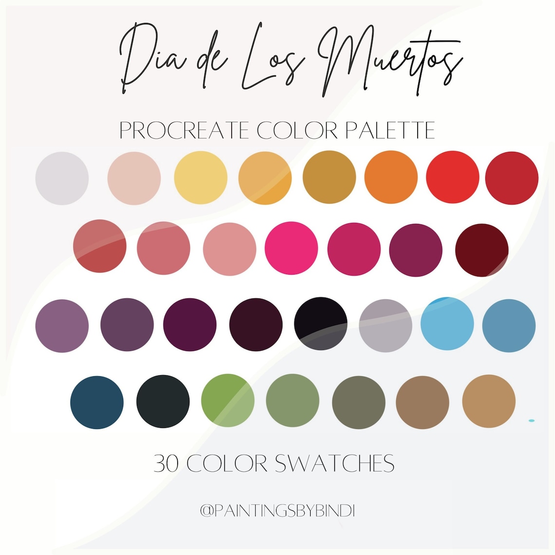 Dia De Los Muertos Procreate Color Palette | 30 Color Swatches | iPad ...
