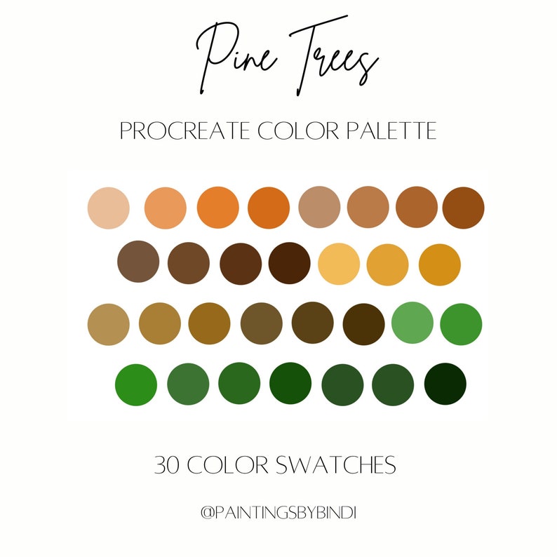 Pine Trees Procreate Color Palette 30 Color Swatches Ipad - Etsy