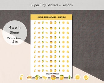Lemon Tiny Stickers | Cute fruit Planner Stickers | Teeny Assorted Stickers | yellow Micro Bullet Point | Embellishment Journal stickers