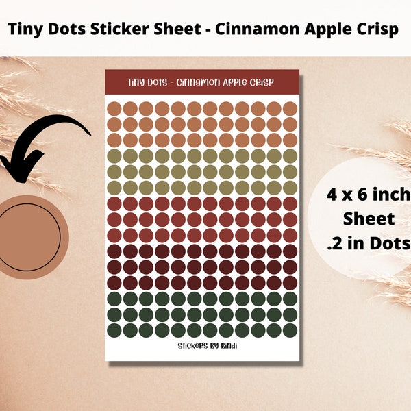 Tiny Dots Sticker Sheet - Cinnamon Apple Crisp | Teeny Circle Stickers | .2 inch Planner Stickers | Fall Journal Dots | Bullet Point Sticker