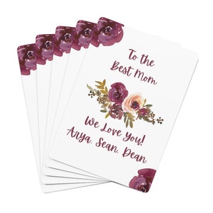 Melhores cartas de baralho personalizadas para mães | Presente personalizado para o dia das mães | Baralho de cartas com flores de ameixa | Presente personalizado para a mãe | Amantes de jogos de cartas