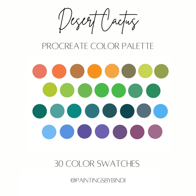 Desert Cactus Procreate Color Palette 30 color swatches | Etsy