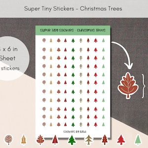 Tiny Christmas Tree Stickers | Cute Planner Stickers | Teeny Assorted | Christmas Micro Bullet Point Dot | Embellishment Journal stickers