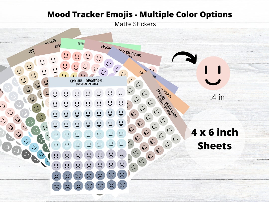 Mood Tracker Icons Sticker Sheet - Multiple Colors | Cute Emoji ...