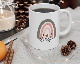 Boho Rainbow Mug for Chachi | Indian Aunt Mug | 11 oz Coffee Mug | Hindi Gifts | Desi Gifts | Gifts for Chachi