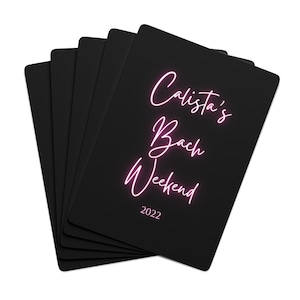 Neon Pink Custom Bachelorette Playing Cards / Black Personalized Cards / Bach Party Favor / Bach Weekend Gift / Custom Bach Gift