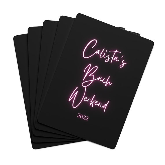 Neon Pink Custom Bachelorette Playing Cards | Black Personalized Cards | Bach Party Favor | Bach Weekend Gift | Custom Bach Gift