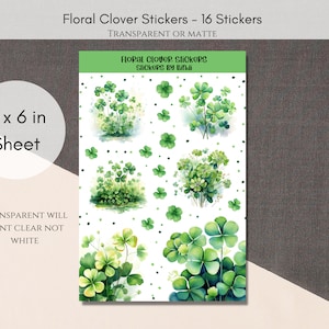 Floral Clover Deco Stickers | March Planner Stickers | Green Assorted Sticker | St Paddys Journal Stickers | Cute Deco Stickers