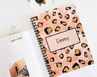 Pink Leopard Print Custom Spiral Notebook | Animal Personalized Spiral Notebook | Journal With Name | Personalized Gifts | 2022 Journal