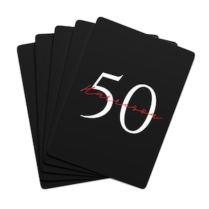 Cartas de jogar personalizadas com nome de aniversário de 50 anos | Cartas de jogar personalizadas de aniversário | Baralho de cartas personalizado preto | Presente personalizado de aniversário de 50 anos
