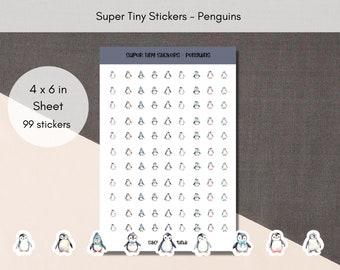 Penguins Tiny Stickers | Cute Planner Stickers | Teeny Assorted | Winter Micro Bullet Point Dot | Embellishment Journal stickers