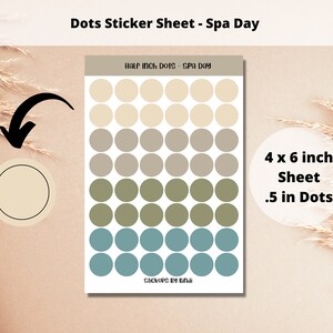 Dots Sticker Sheet - Spa Day | Half Inch Circle Stickers | .5 inch Planner Stickers | Soft Journal Dots | Neutral Bullet Point Dots