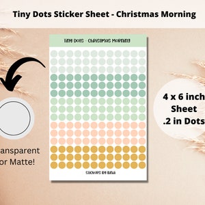 Tiny Dots Sticker Sheet - Christmas Morning | Teeny Circle Stickers | .2 inch Planner Stickers | Green Journal Dots | Bullet Point Stickers