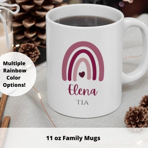 Rainbow Mug For Tia | Aunt Pregnancy Announcement | Best Tia Ever | 11 oz Spanish Mug | Multiple Color Options | Custom Gift for Tia