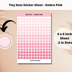 Tiny Dots Sticker Sheet - Ombré Pink | Teeny Circle Stickers | .2 inch Planner Stickers | Pink Journal Dots | Ombré Bullet Point Stickers
