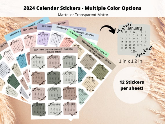  Transparent Monthly Planner Stickers - 12 Clear Sticker Sheets  with Beautiful Watercolor Stickers & Undated Calendar Sticker Months -  Planner, Scrapbooking and Journaling Supplies (Floral) : Office Products