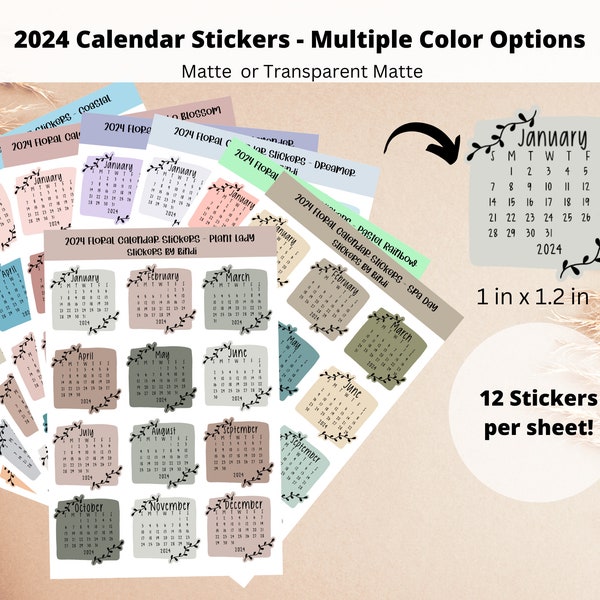 2024 Calendar Sticker Scrapbooking Etsy