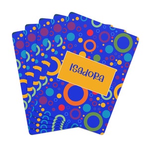 Cartas de Baralho Personalizadas Círculos Coloridos | Cartões de Nome Personalizados | Baralho de Cartas Personalizado | Cartas Azuis Divertidas | Presente de Natal para Crianças