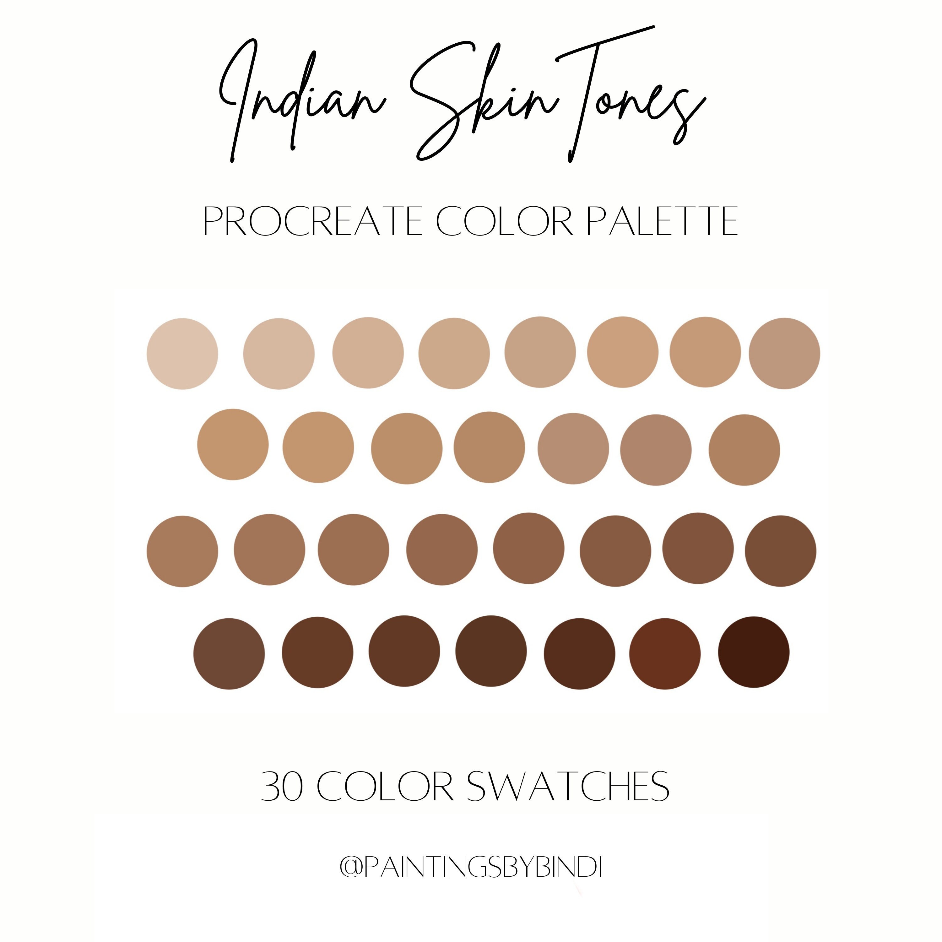 Indian Skin Tones Procreate Color Palette 30 Color -