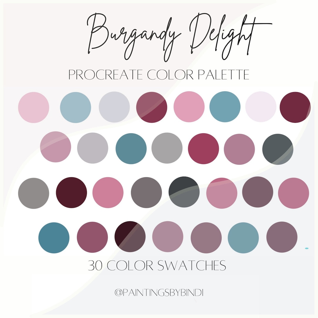 Burgundy Delight Procreate Color Palette | 30 Color Swatches | iPad  Illustration Tools | Colorful Palette | Hand Lettering | Bright Colors -  Etsy, image size:1080x1080