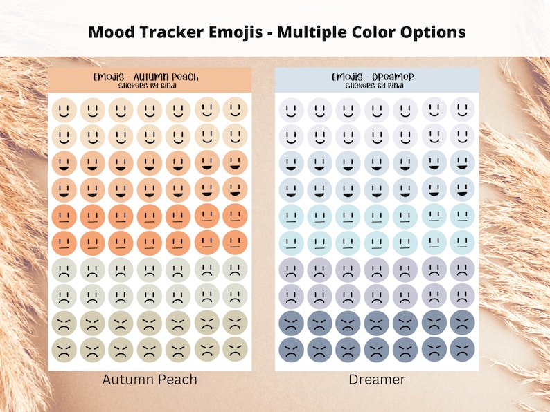 Mood Tracker Icons Sticker Sheet Multiple Colors Cute - Etsy