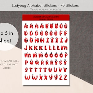 Ladybug Alphabet stickers for Planners and Journals | Assorted Stickers | Cute Journal Stickers | Summer Deco Stickers for Journaling