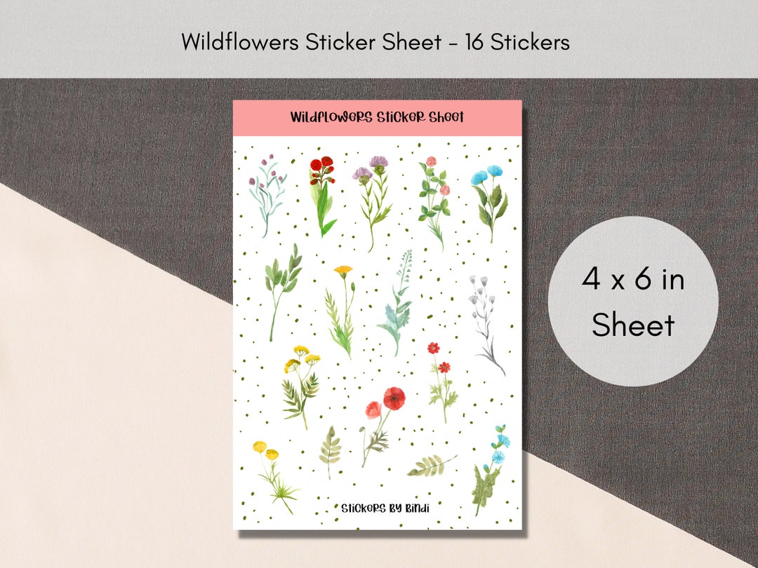 Wildflowers Sticker Sheet | Floral Planner Stickers | Assorted Flower ...