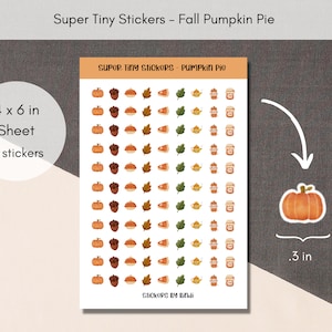 Pumpkin Pie Tiny Stickers | Fall Planner Stickers | Teeny Assorted Stickers | Autumn Micro Bullet Point | Embellishment Journal stickers