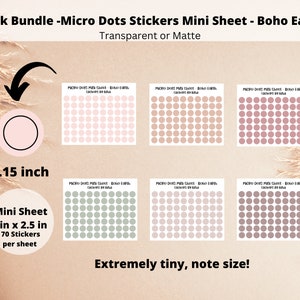Micro Dots Stickers Bundle - Boho Earth | Transparent or Matte Circle Stickers | .15 inch Planner Stickers | Journal Dots | Bullet Point Dot