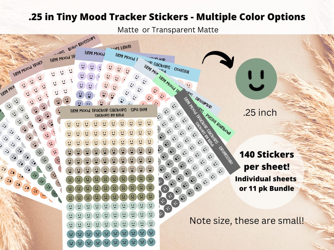 Tiny Mood Tracker Stickers | Cute Emoji Stickers | Aesthetic Planner ...