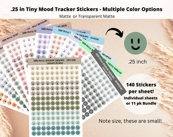 Tiny Mood Tracker Stickers | Cute Emoji Stickers | Aesthetic Planner Stickers | Bullet Journal Emoji | Transparent Matte