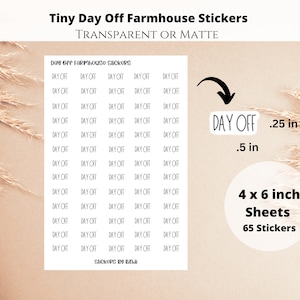 Small Day Off Planner Stickers - Farmhouse Style | Small Script Stickers | Functional Stickers | Day Off Labels | Minimalist Stickers |