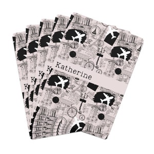 Reise spielkarten | Namenskarten | Personalisiertes Kartendeck | Kartenkarten rosa | Weihnachtsgeschenke | Geschenk für Reisende | Urlaubskarten