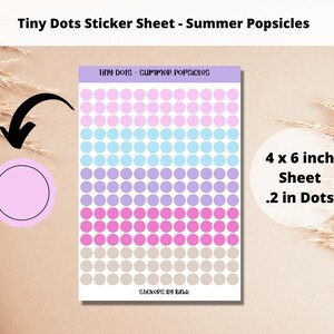Tiny Dots Sticker Sheet - Summer Popsicles | Teeny Circle Stickers | .2 inch Planner Stickers | Pastel Journal Dots | Bullet Point Stickers