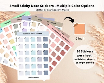 Small Sticky Note Stickers - Multiple Color Options | .6 inch Planner Stickers | Cute Journal Stickers | Deco Stickers | Neutral Sticky Note