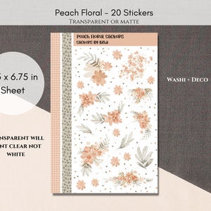 Peach Floral Deco Stickers | Floral Planner Stickers | Spring Assorted Stickers | Floral Journal Stickers | Washi and Deco