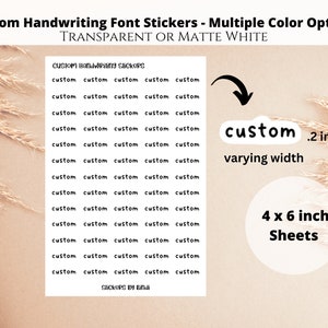 Custom Word Sticker Sheet - Handwriting Font | Word Stickers | Transparent Planner Stickers | Custom Text Stickers for Planners and Journals