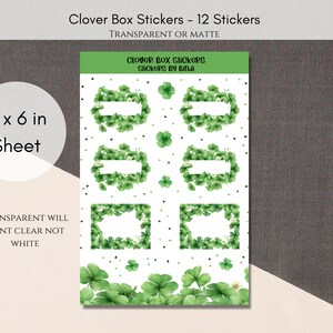 Clover Box Stickers | March Planner Stickers | Green Assorted Sticker | St Paddys Journal Stickers | Cute Deco Stickers