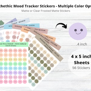 Aesthethic Mood Tracker Stickers | Cute Emoji Stickers for Bullet Journals | Planner Stickers | Multiple Colors | Half inch Stickers